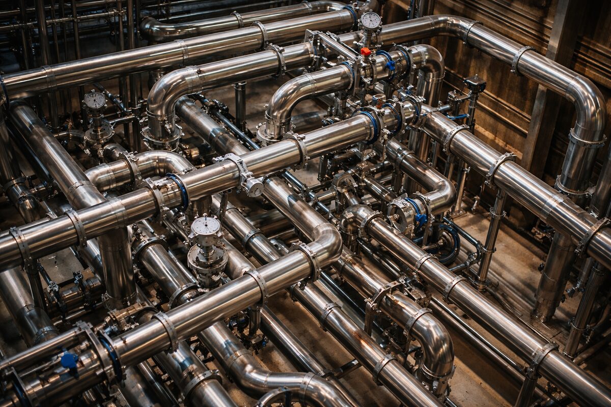 Potrubní rozvody a technické zázemí skupiny BROŽ MaR